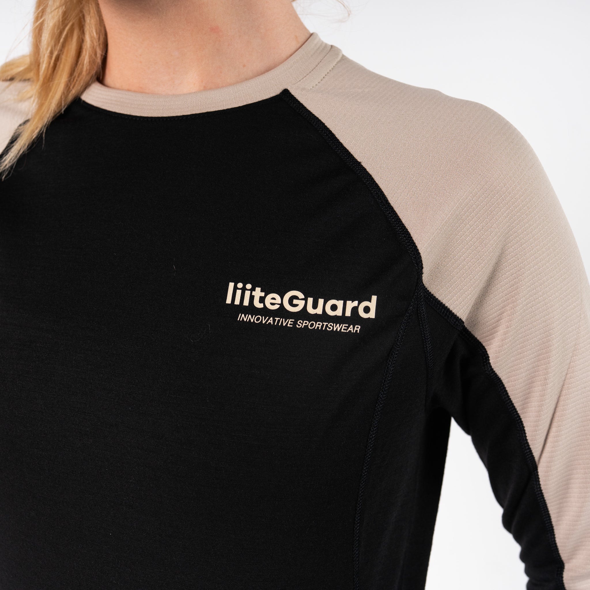 liiteGuard MERINO HYBRID LONG SLEEVE (WOMEN) Long Sleeve T-shirts Black/Sand