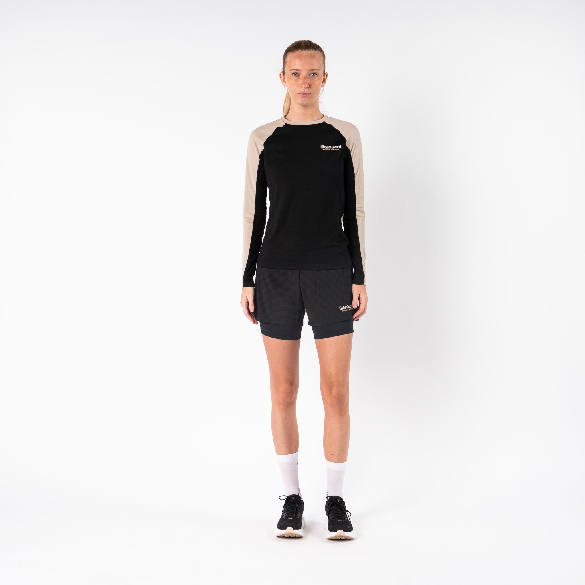 liiteGuard MERINO HYBRID LONG SLEEVE (WOMEN) Long Sleeve T-shirts Black/Sand