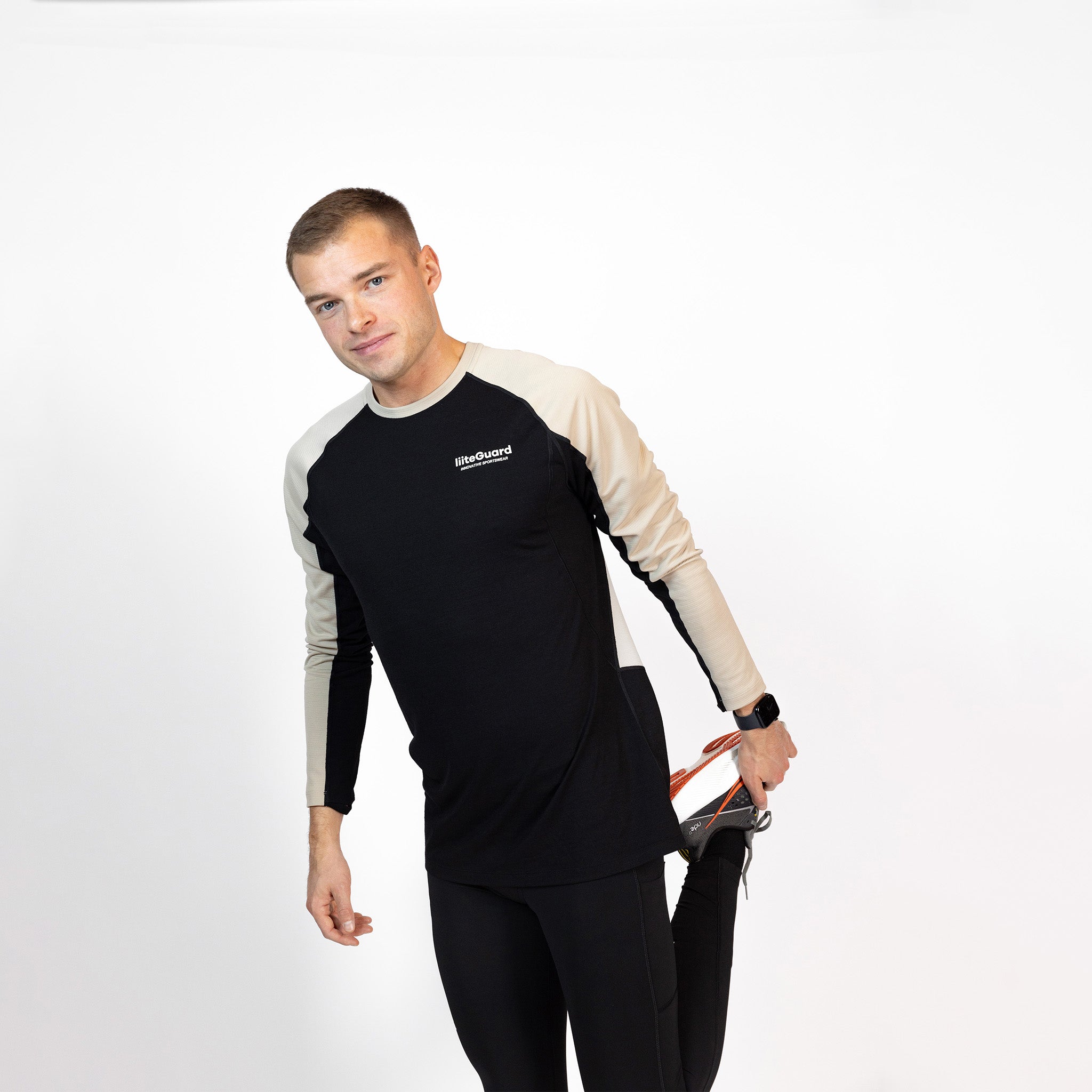 liiteGuard MERINO HYBRID BASELAYER LS (MEN) Baselayer Black/Sand